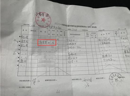 ▲錄取審批表上，郭女士的出生年份被寫錯，為做更正說明，她跑了十幾趟。